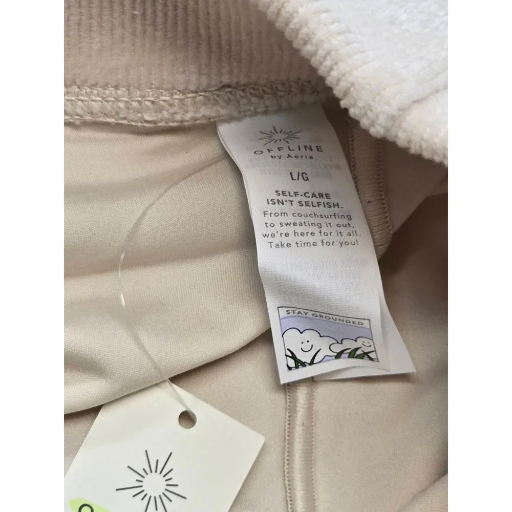 OFFLINE by‎ Aerie Corduroy Skort Cream Ribbed Athletic Tennis Skirt Womens L NWT